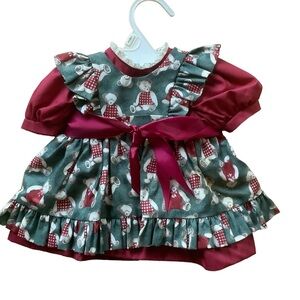 Vintage 70s the dream field collection doll dress puff sleeves teddy bear print